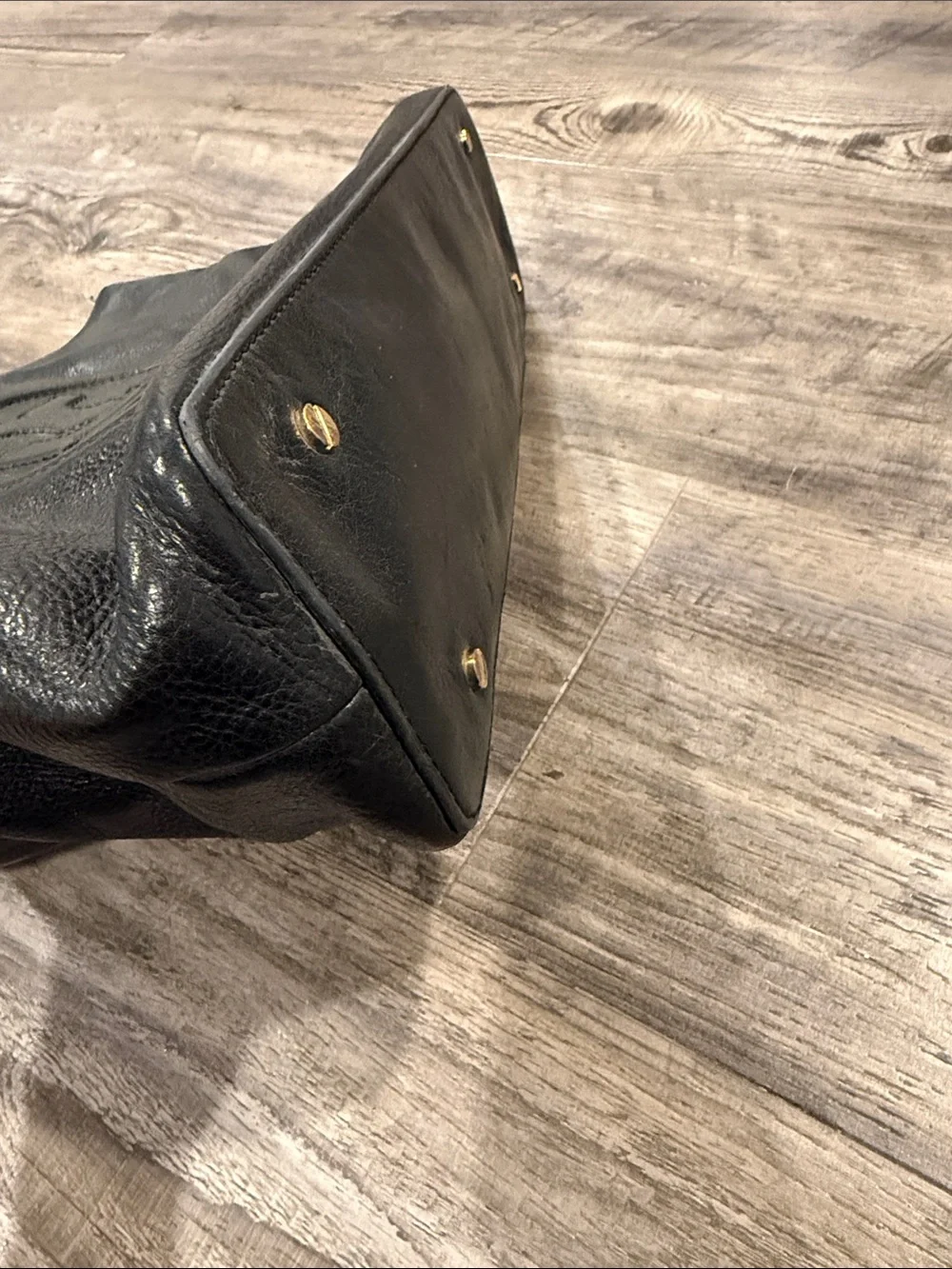 Tory Burch Bombe Black Leather Tote Bag